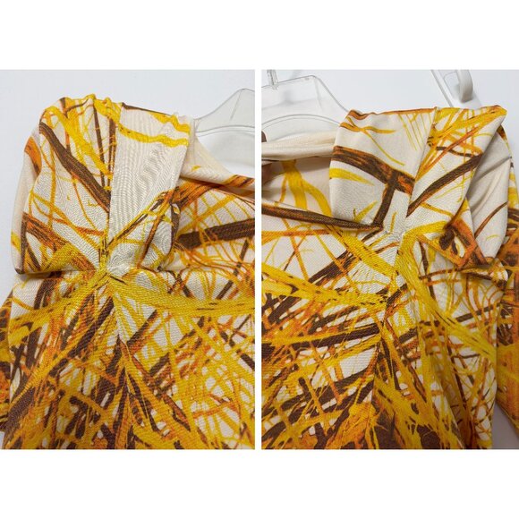 Akris Grass Print Silk Cardigan Sweater Yellow Straw Hay Stripe Button Down 10 - Picture 14 of 16